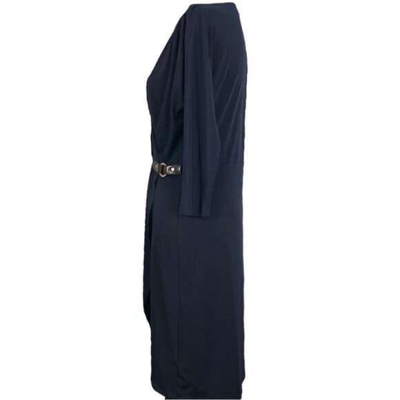Michael Kors Women’s Black Contemporary Stretchy V-Neck Wrap Career Dress M/C42 - Picture 5 of 9